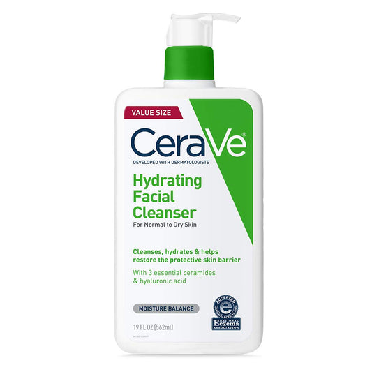 CeraVe Hydrating Facial Cleanser | Moisturizing Non-Foaming Face Wash with Hyaluronic Acid, Ceramides and Glycerin | Fragrance Free Paraben Free | 19 Fluid Ounce