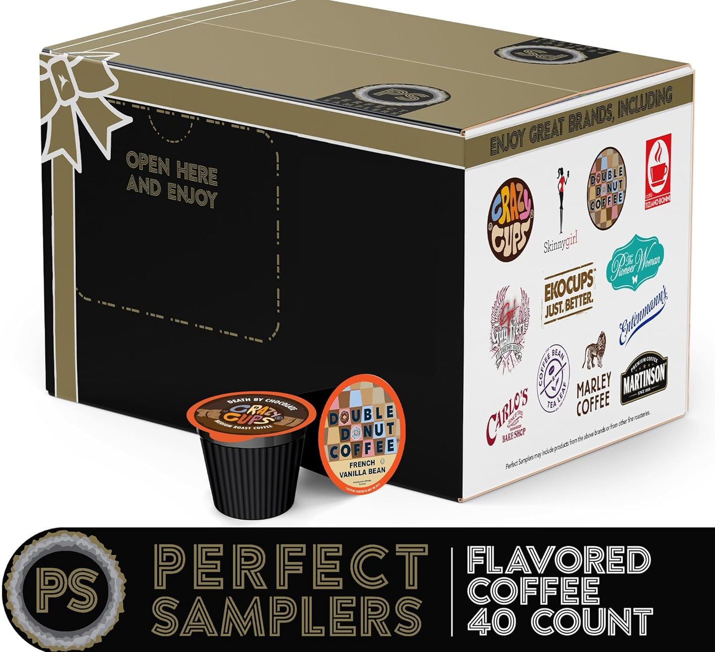 Crazy Cups Flavored Coffee Pods Variety Pack for Keurig K Cups Brewers, Assorted Flavored Coffee Sampler, 40 Count