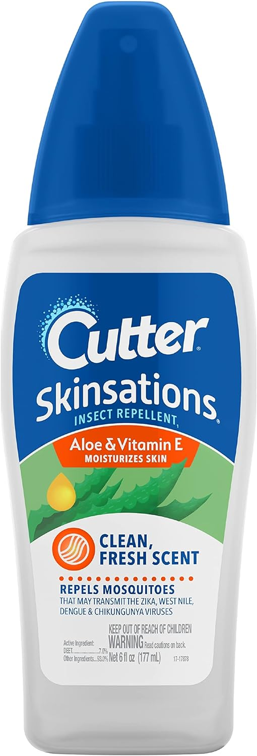 Cutter Skinsations Insect Repellent, Mosquito Repellent, Repels Mosquitoes, 7% DEET, 6 fl Ounce (Pump Spray)